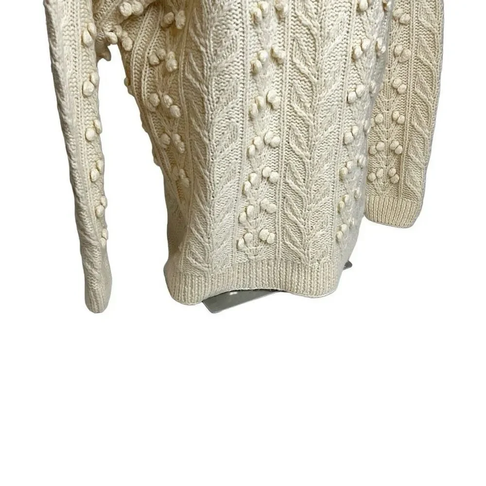 Vintage Frankenmuth Woolen Mill cream colored hand knit crew neck wool sweater s